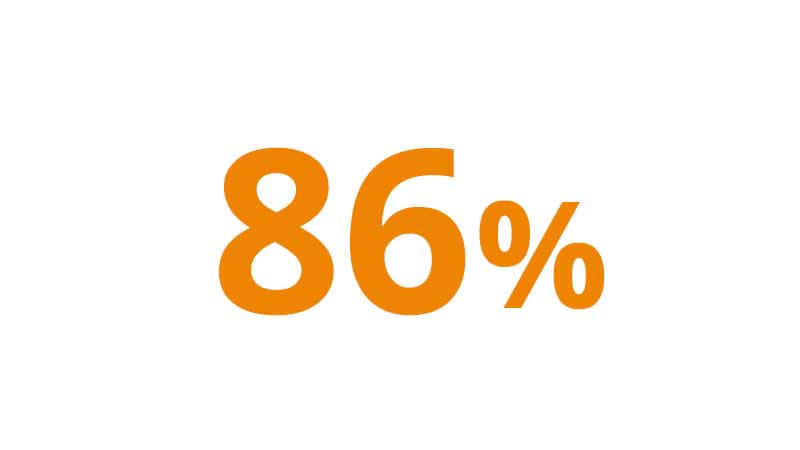 A graphic illustration of 86 percent.